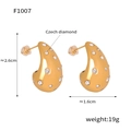 Chunky gold-plated teardrop earrings with Czech diamonds and 18K gold finish for women - Czech Diamond Style (F1007) / Gold
