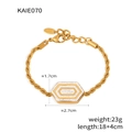 Vergoldetes Sechseck-Zirkonia-Armband mit dicker Kordelkette und verstellbarem Knebel - Gold Armband (E070)