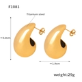 Polished 18K gold-plated chunky teardrop earrings in titanium steel for women - Large Polished Style (F1081) / Gold