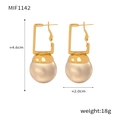 Boucles d'oreilles perles champagne et fermoir rectangulaire plaqué or 18k 4,6cm - Or + Perle Beige