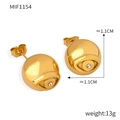 Nahaufnahme der goldenen Evil-Eye-Ohrstecker mit Kristallen, 1,1 cm Durchmesser und 13g - Goldene Böser Blick Kugelohrringe (F1154)