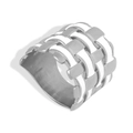 Anello intrecciato argento con dettagli in smalto bianco dallo stile vintage - US 6 / Stile Smalto Bianco Argento (A071)