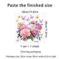 Vinilo decorativo autoadhesivo de PVC con peonías rosas y mariposas para baño 30x30cm - Estilo Floral Mariposa (MS7051)