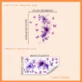 Stickers muraux fleurs violettes et papillons avec dimensions et mise en page du design fini - 30*60cm