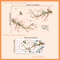 Peach blossom branches and birds wall sticker set, 90x58cm finished size self-adhesive decal - 30*60cm*2pcs (Peach Tree and Birds)
