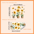 Sunflower and butterfly static glass window stickers with product size specifications - 30*60cm