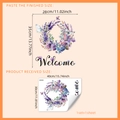 Detail showing layout dimensions for floral welcome butterfly wall sticker - Purple Lavender Wreath Style (MS7162) / 30x40cm
