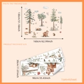 Pegatinas de pared animales del bosque acuarela con oso y conejo para guardería - Set Grande (4 Hojas)