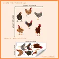 Country style rooster wall stickers size guide showing 55x60cm finished pastoral design - Realistic Poultry Series (MS7163-YC) / 30*60cm