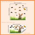 Cartoon bunny and butterfly glass window decals with static cling double-sided design - 30*60cm