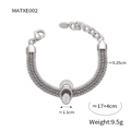 Bracelet à mailles argentées multi-rangs avec anneaux entrelacés sertis de cristaux - Multi-strand Braided Style (MATXE002) / Bracelet Argent