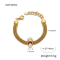 Bracelet chaîne tressée dorée en U avec pendentif fer à cheval en strass et fermoir - Multi-strand Braided Style (MATXE002) / Bracelet Or