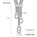 Long collier à glands argentés avec pendentif en cristal en forme de U et chaîne fine MATXP002 - Tassel Pendant Style (MATXP002) / Collier Argent