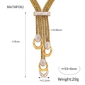 Collier multi-chaînes doré avec boucle en cristal argenté et pendentifs en diamant ovale - Tassel Pendant Style (MATXP002) / Collier Or