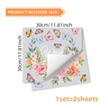Détail de stickers Wash fleuris montrant deux planches adhésives de 30cm pour buanderie - Style Dry avec Couronne de Fleurs à l'Aquarelle (CT9004-YJ) / 30*30cm*2 pcs