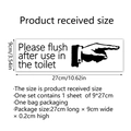 Autocollant de toilette étanche en PVC avec message Please Flush et icône de main sur fond blanc - 15*15cm