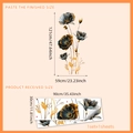 Black and gold floral wall stickers set for bedroom with hand-painted artistic blossoms - Black Gold Hand Painted Floral