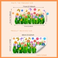 Green floral garden glass window stickers set with colorful flowers and butterflies - 30*60cm