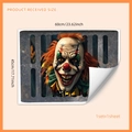 Creepy 3D evil clown wall sticker for Halloween decor, size 60cm x 45cm PVC material - 45*60cm