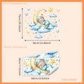 Stickers muraux ours endormi sur la lune avec étoiles et nuages pour chambre d'enfant - 30*60cm (2 Feuilles)