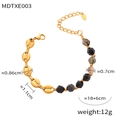 18K vergulde kralenarmband met donkergrijze stenen en koffieboonvormige schakels - Armband (MDTXE003) / Goud