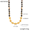 Franse vintage 18K vergulde titanium stalen ketting met grijze gefacetteerde kralen - Ketting (MDTXP003) / Goud