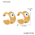 Vergoldete Titanstahl Evil Eye Creolen mit Hammerschlag-Optik und präzisen Maßangaben - Ohrringe (F1240) / Gold