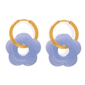 Elegant gold-plated chain earrings featuring soft light blue resin flower charms - Light Purple Earrings