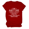 Dark red crew neck cotton T-shirt featuring 'The Aunt Code' white printed graphic - Red (White Font)
