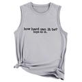 Detailed flat lay of lavender tank top featuring black typewriter style letter print - S / Light Gray