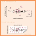 Detailed dimensions of floral Welcome wall decal with roses and pink butterflies - Pink Rose And Butterfly Style (MS3244) / 15x40cm
