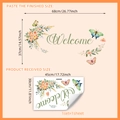 Welcome wall sticker with orange flowers and butterflies, DIY floral door decor mural - Orange-Pink Floral Style (MS715) / 30x45cm