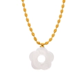 Elegant gold-plated chain necklace featuring a translucent white resin flower pendant - Transparent Necklace