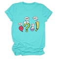T-shirt en coton vert menthe posé à plat avec motifs de dialogue de ponctuation - S / Hauts / Bleu Eau Profonde