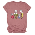 Détail du t-shirt en coton vieux rose avec des imprimés de ponctuation cartoon - S / Hauts / Or rose