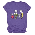 Détail du motif imprimé de ponctuation amusant sur un t-shirt violet chiné à manches courtes - S / Hauts / Violet