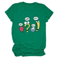 Vue détaillée du t-shirt en coton vert avec motifs de dessins animés Wait What Stop It - S / Hauts / Vert Foncé
