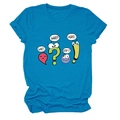 Détail d'un t-shirt en coton bleu sarcelle avec des ponctuations de dessin animé - S / Hauts / Bleu lac