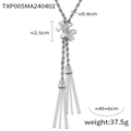 Silver twisted rope chain necklace with a sparkling pavé diamond X-shaped pendant - Steel Color Necklace (TXP005)
