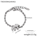 Silver twisted rope chain bracelet with a sparkling crystal-encrusted center element - Steel Color Bracelet (TXE005)