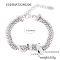 Silver snake-shaped multi-strand bracelet with Czech diamonds and black stone eyes - Steel Color Snake Triple Layer Popcorn Chain Bracelet (MATXE019)