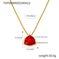Vintage gouden ketting met rode edelsteen driehoek hanger en witte kristallen rand - Rode Glazen Zirkonia Ketting (TXP009)