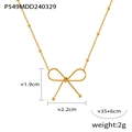 Minimalistische 18K vergulde strik hanger ketting met kralenketting, 35+6cm lang - Gouden Ketting