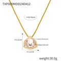 Gouden titanium stalen ketting met grote zirkoon driehoek hanger en kristallen rand - Witte Glazen Zirkonia Ketting (TXP009)