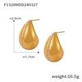 Elegant gold-plated teardrop stud earrings with rhinestones made of stainless steel - Edge Rhinestone Style (F1328) / Gold