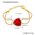 Gouden titanium stalen armband met grote rode driehoekige glazen zirkoon hanger - Rode Glazen Zirkonia Armband (TXE009)