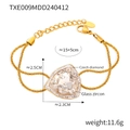 Gouden armband met meerdere strengen en grote driehoekige witte zirkoon met kristallen - Witte Glazen Zirkonia Armband (TXE009)