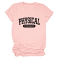 Pink crew neck cotton t-shirt featuring bold black Physical Therapy graphic print - Pink (Black Print)