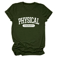 Detail of army green t-shirt featuring white Physical Therapy print and rolled sleeve cuffs - Army Green (White Font)