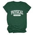 Detail showing forest green heather texture and white Physical Therapy print on t-shirt - Retro Green (White Font)